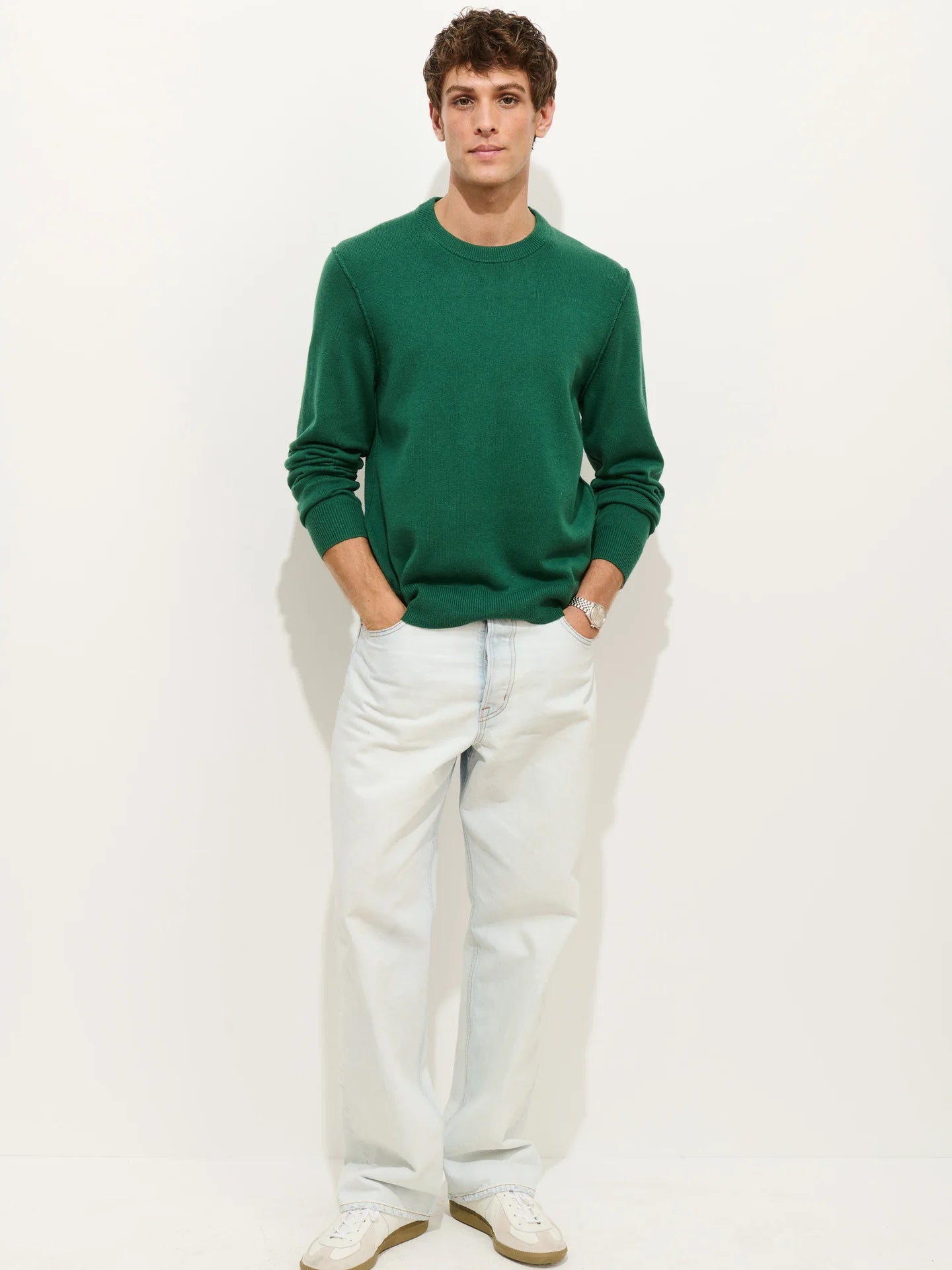 Alex Mill Reverse Seam Crew Wool/Cotton Evergreen