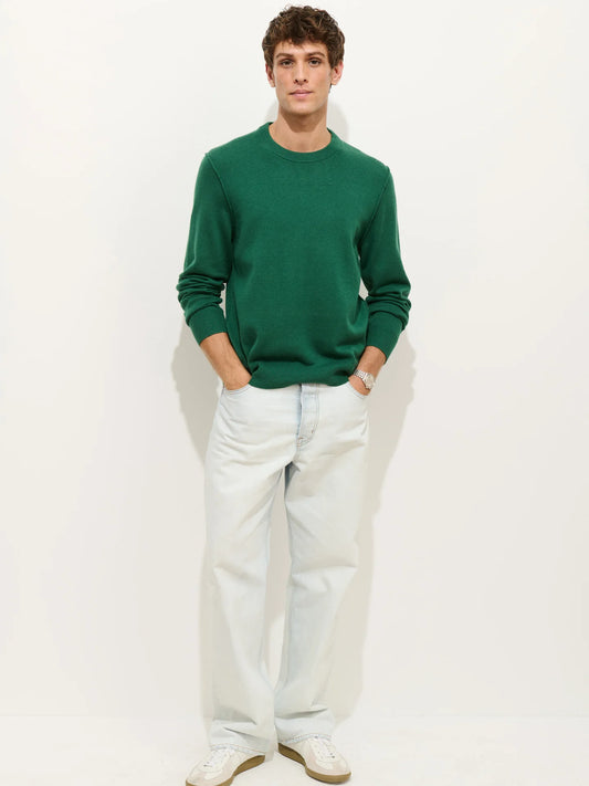 Alex Mill Reverse Seam Crew Wool/Cotton Evergreen