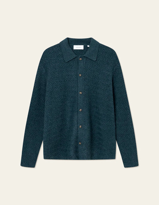 Les Deux Finnegan Knit Shirt Pine Green