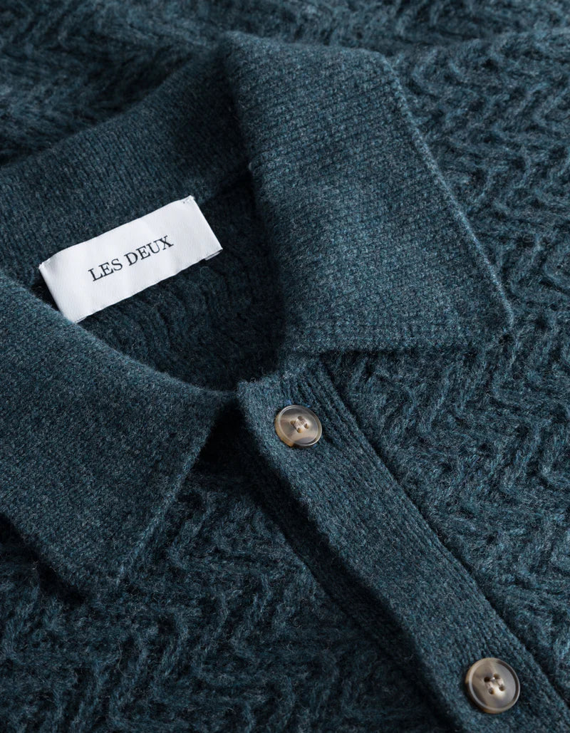 Les Deux Finnegan Knit Shirt Pine Green