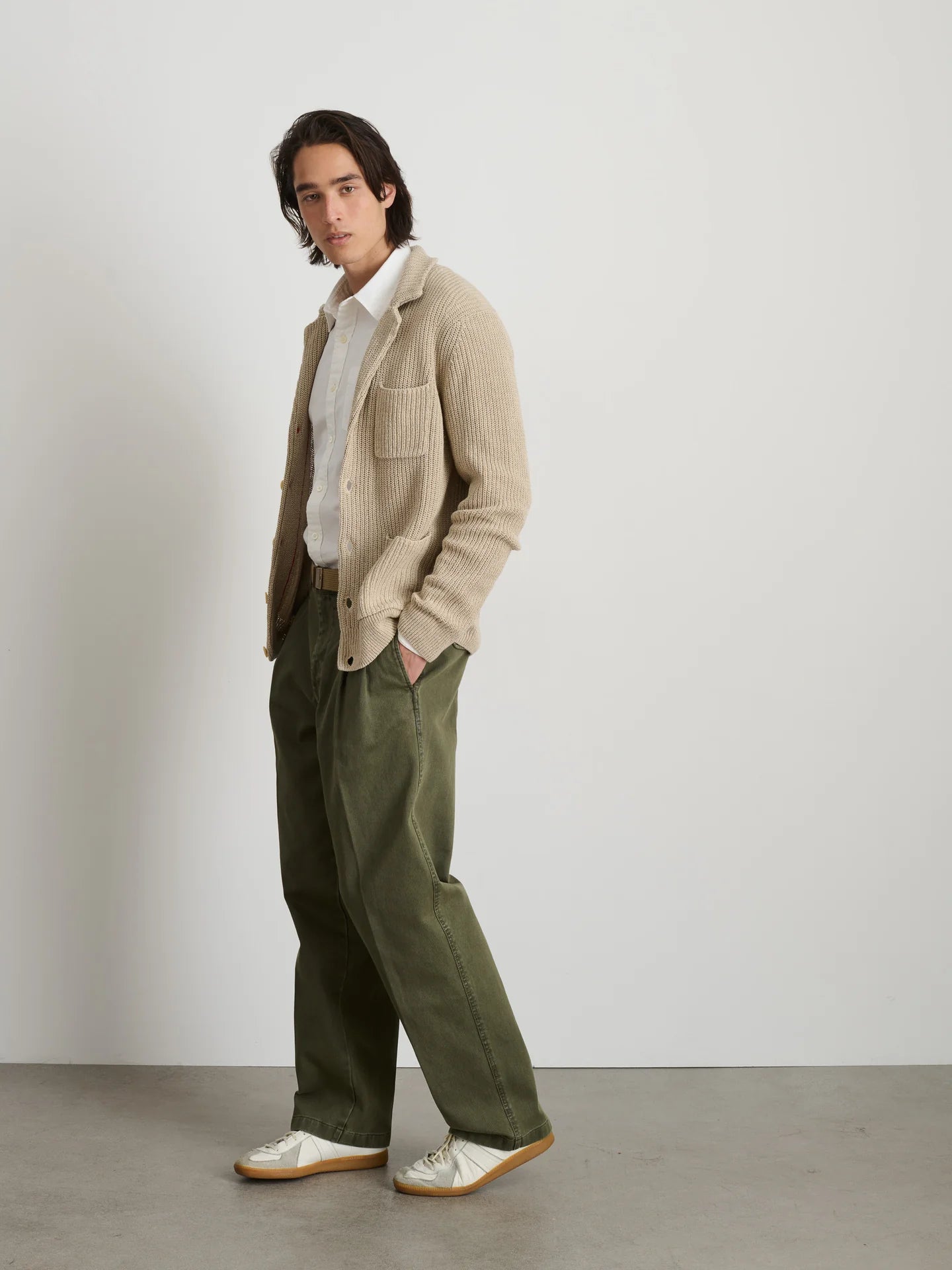 Alex Mill Ribbed Blazer Cardigan in Linen/Cotton Flax