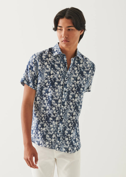 Patrick Assaraf SS Floral Linen Shirt Lake