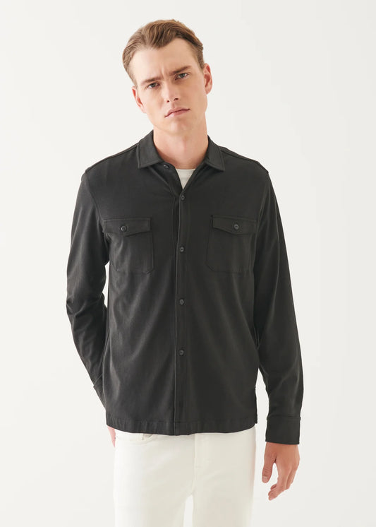 Patrick Assaraf LS Pima Flap Pkt Overshirt Black