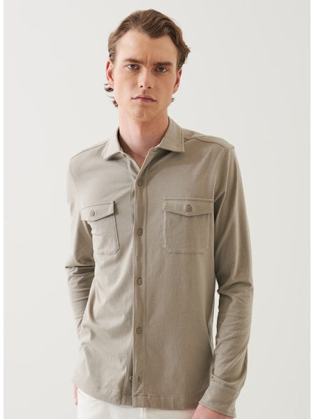 Patrick Assaraf LS Pima Flap Pkt Overshirt Fog