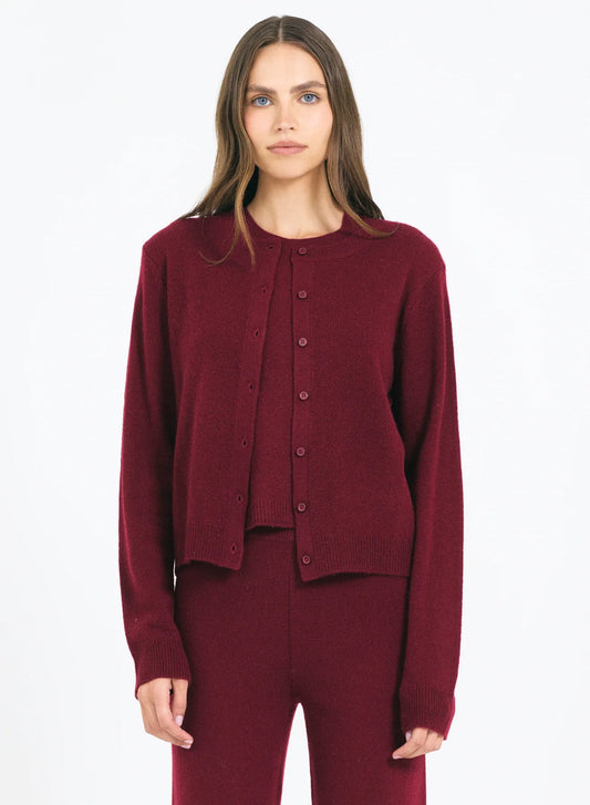 One Grey Day Forbes Cashmere Cardigan Currant