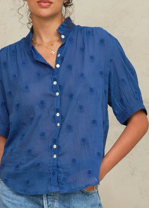 MABE Frani Embroidered SS Top Cobalt