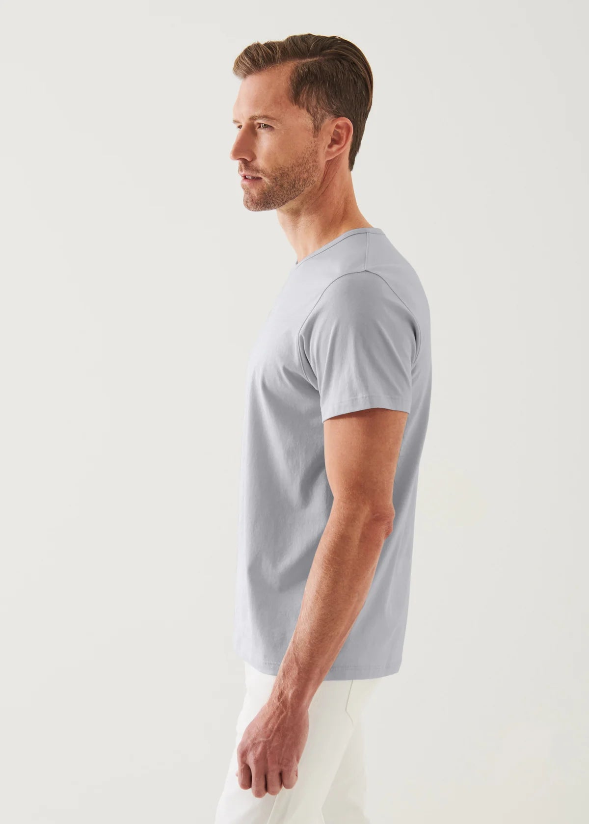 Patrick Assaraf SS Cotton Crew TShirt Glacier