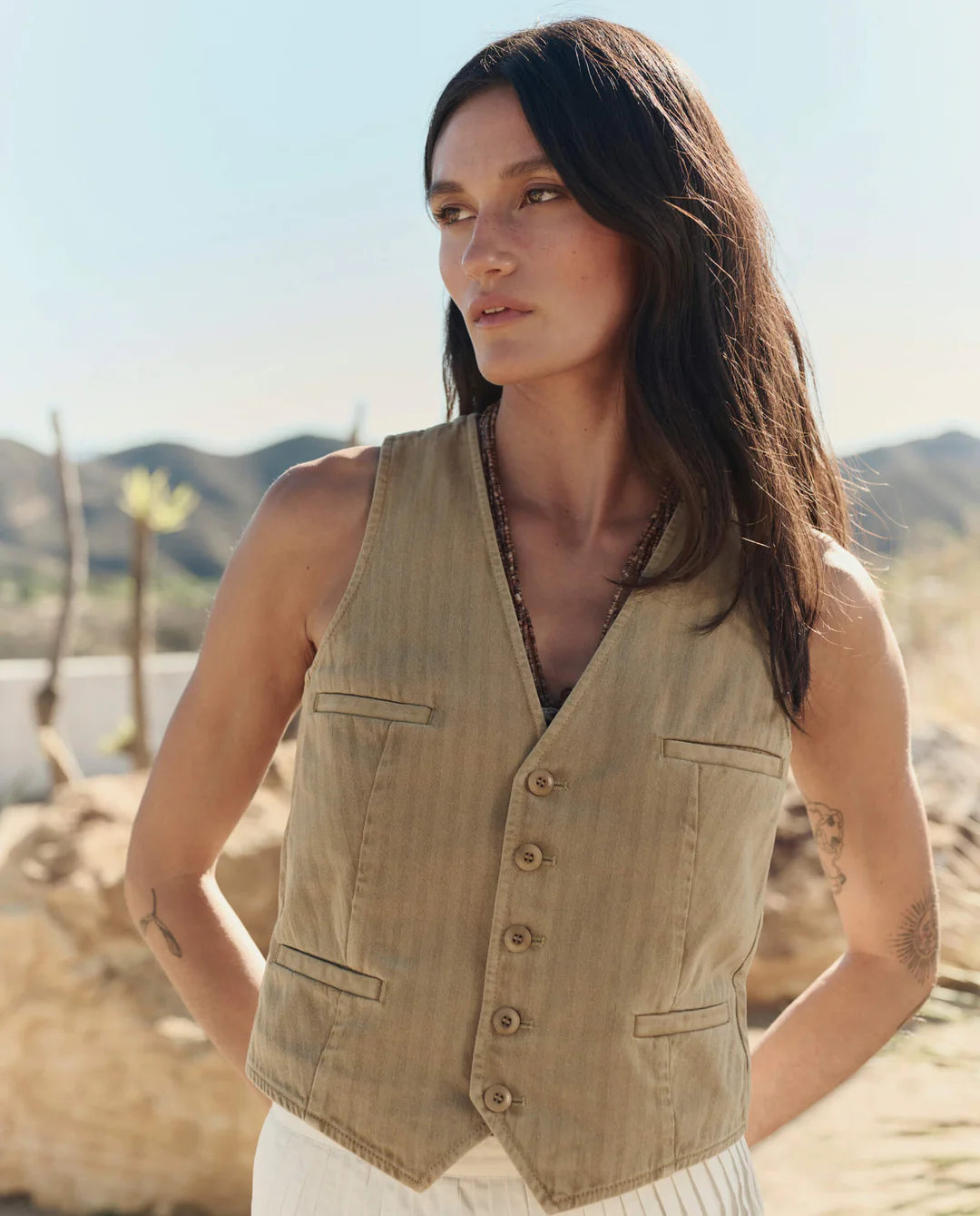 The GREAT The Suit Vest Driftwood