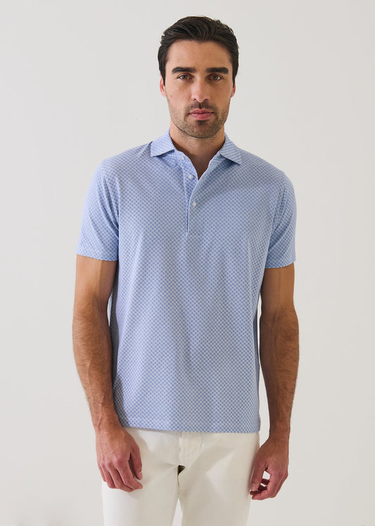 Patrick Assaraf short sleeve polo shirt with mini geometric print pattern and collar detail
