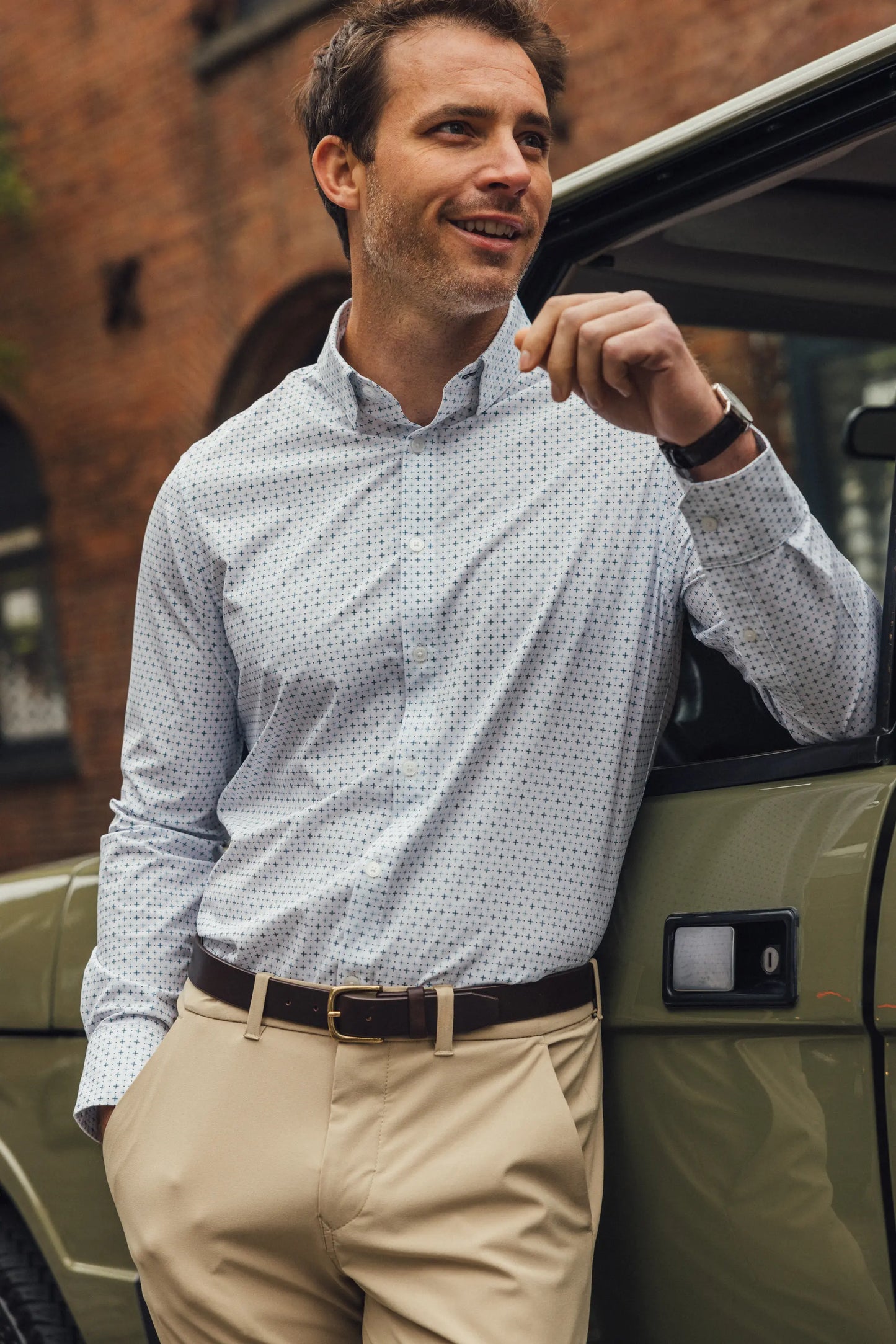 Mizzen + Main Leeward Dress Shirt White Hatch Mark