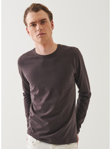 Patrick Assaraf LS Iconic Pima Stretch Crew Hazelnut