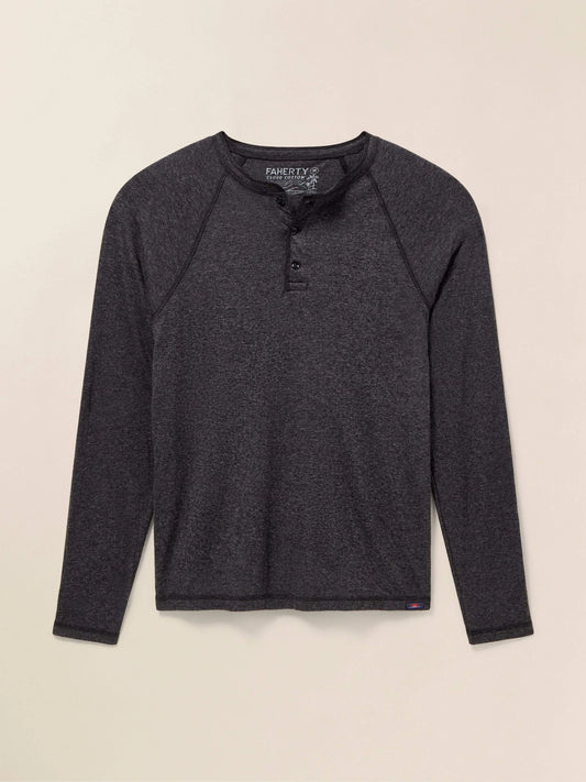 Faherty LS Cloud Henley Charcoal Heather