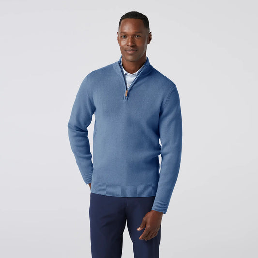 Mizzen + Main Hillcrest 1/4 Zip Denim Blue