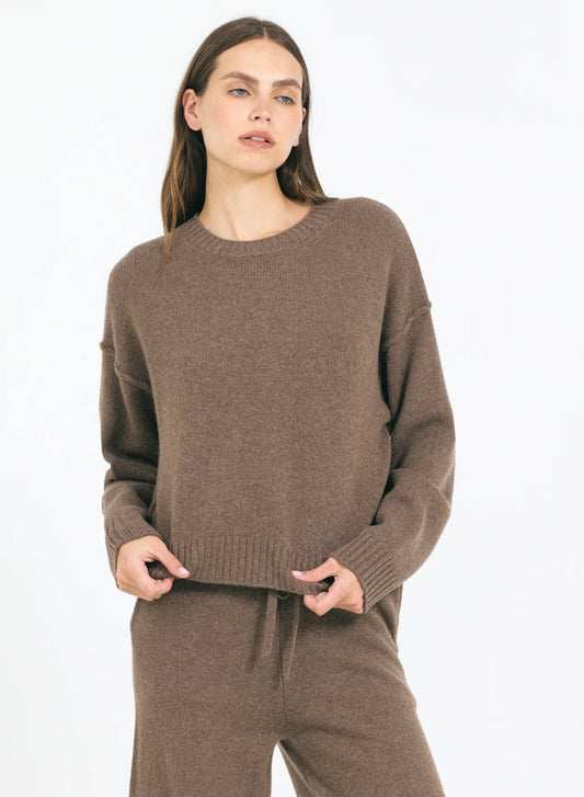 One Grey Day Annika Cashmere Crewneck Husk