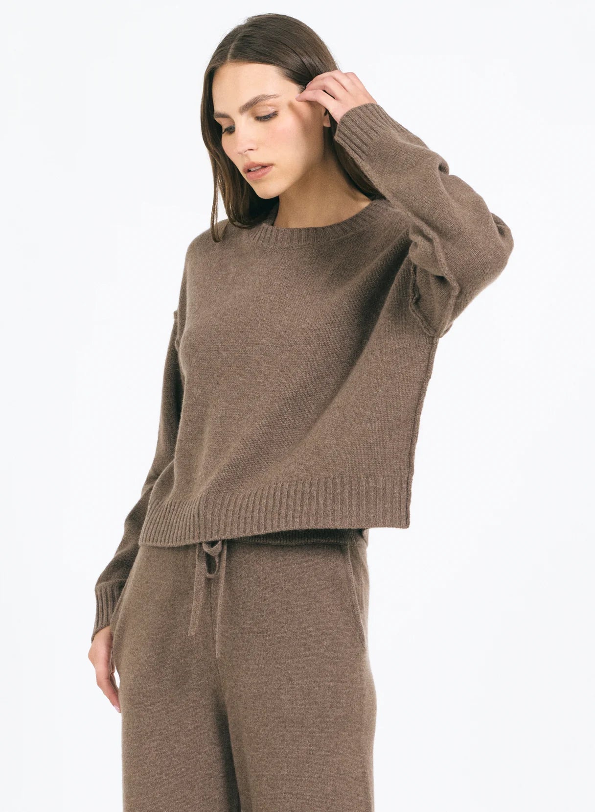 One Grey Day Annika Cashmere Crewneck Husk
