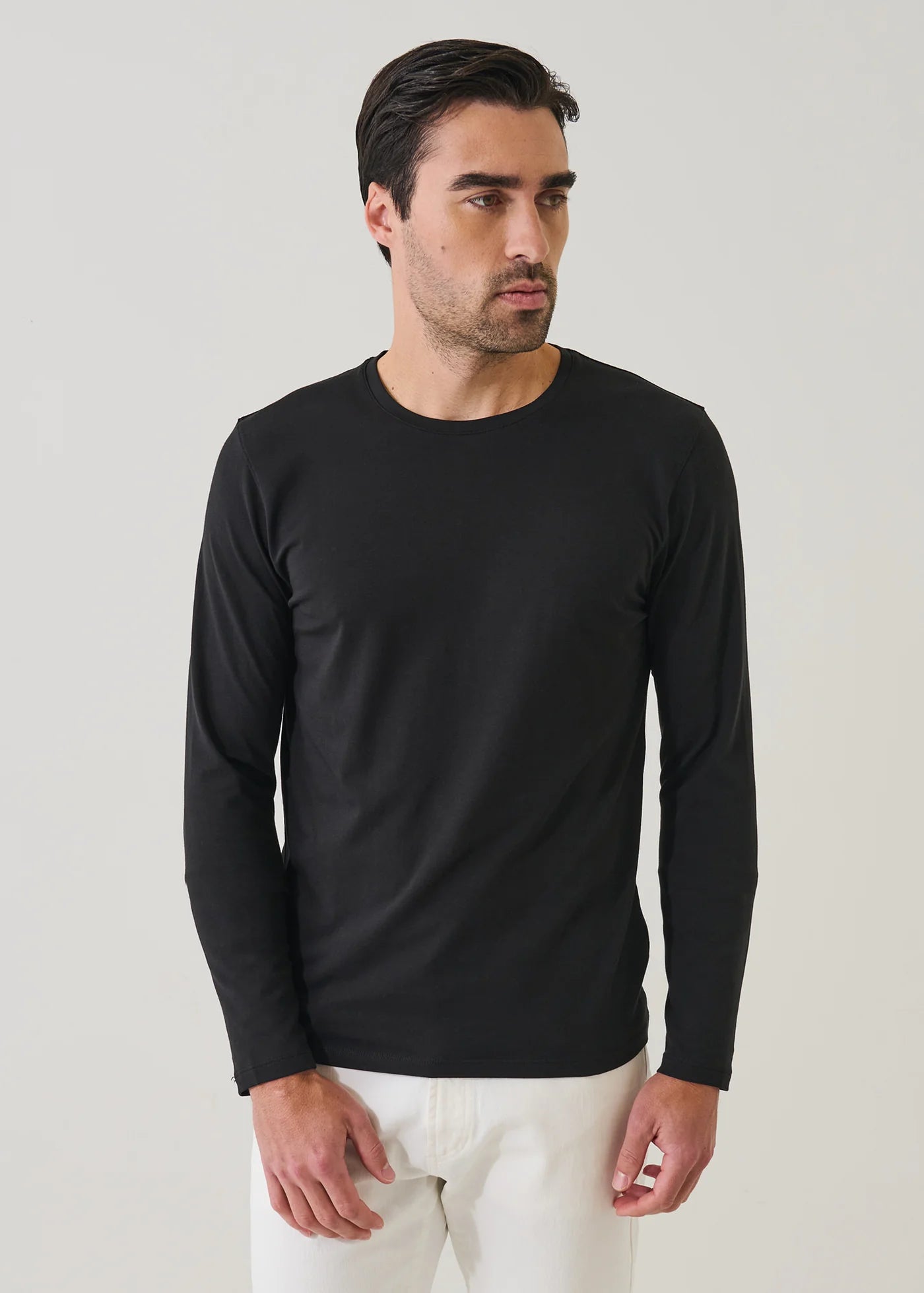 Patrick Assaraf LS Iconic Crew Tee Black
