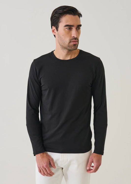 Patrick Assaraf LS Iconic Crew Tee Black