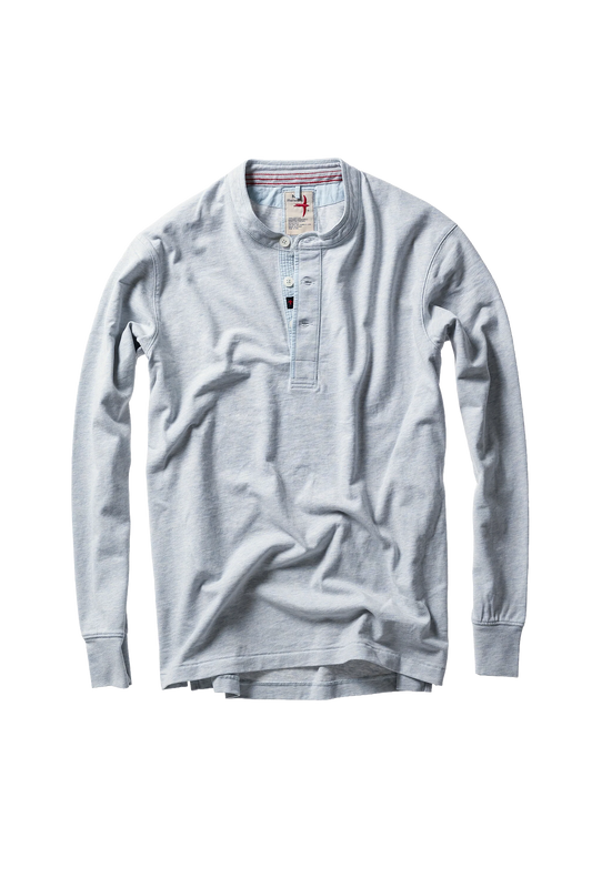 Relwen Ringspun Henley Ice Blue Heather