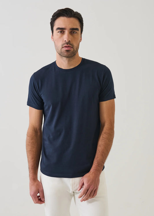 Patrick Assaraf men's short sleeve crew neck t-shirt in midnight navy blue with classic fit