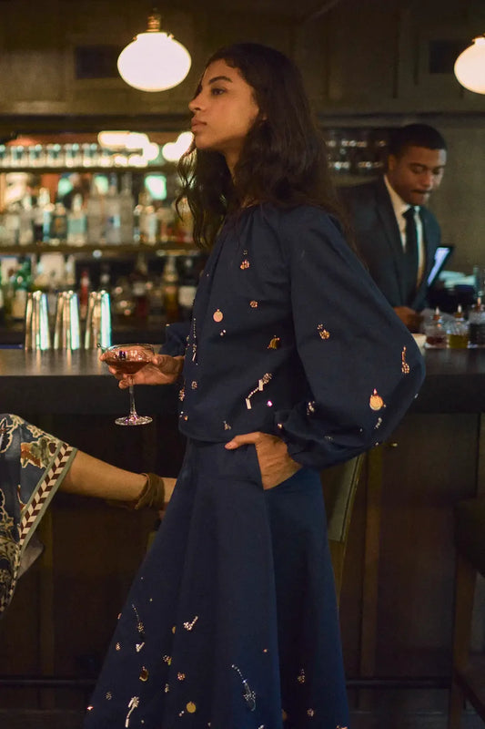 Hunter Bell Ida Skirt Atelier Splatter Navy