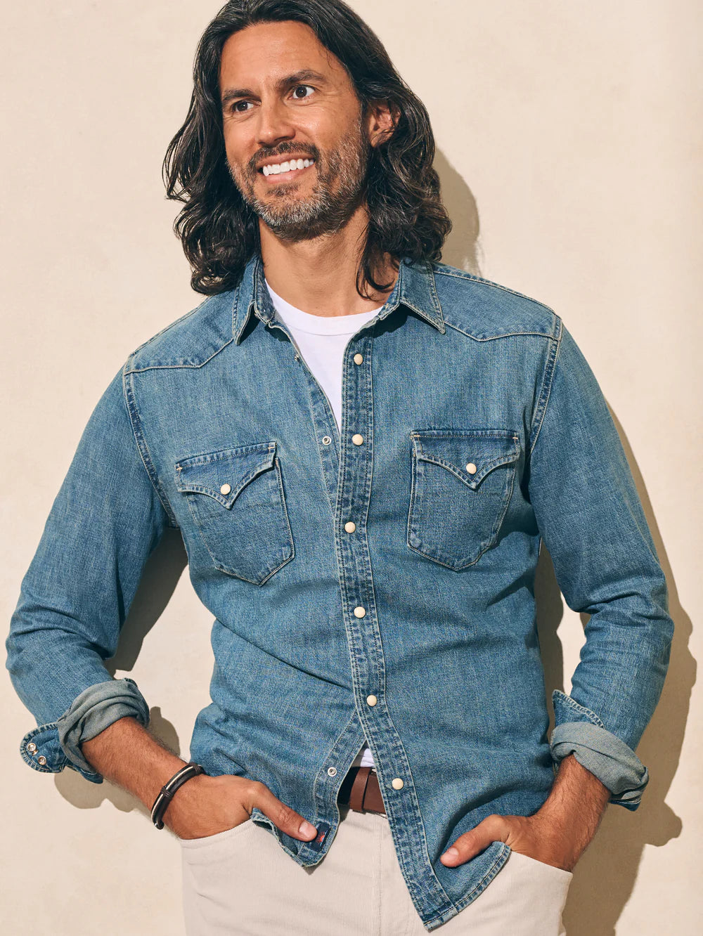 Faherty The Western Shirt Faded Indigo