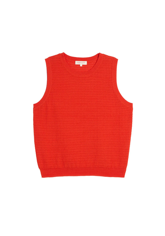 Demylee Issa Waffle Pointelle Cotton Top Poppy