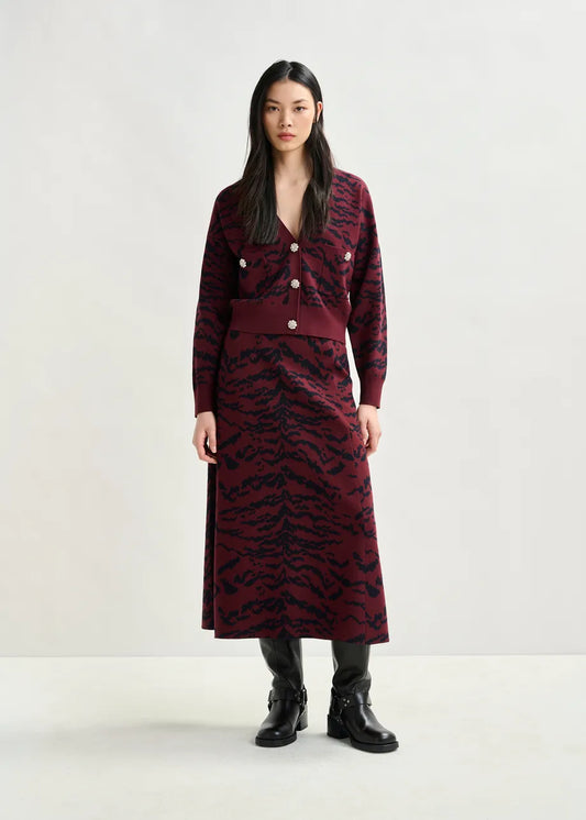 Essentiel Antwerp Italicca Zebra Knitted Skirt Margot Mauve