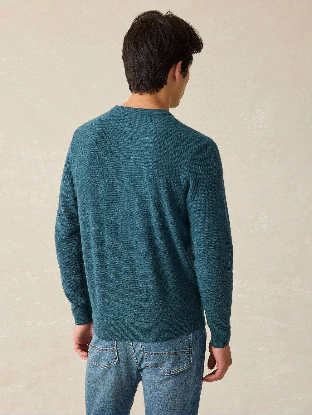 Faherty Jackson Crew Deep Jade Heather