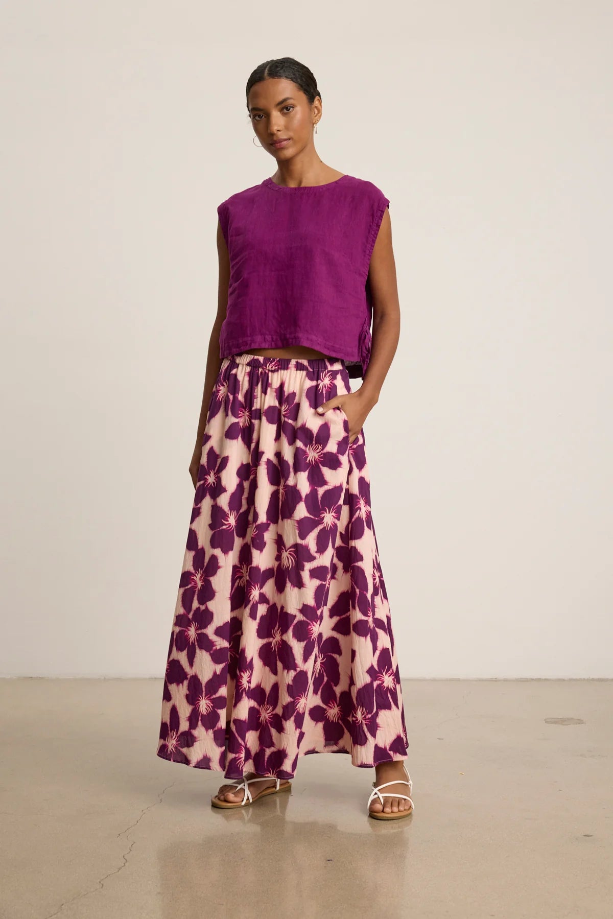 Velvet Jess Print Skirt Berry