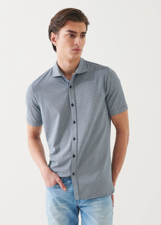 Patrick Assaraf SS Print Button Up Shirt Jewel
