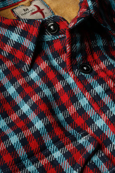 Relwen Mountain Flannel Red/Navy/Lt Blue Jumbo Check