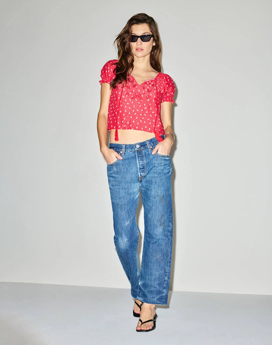 Re/Done Katie Embroidered Top Bandana