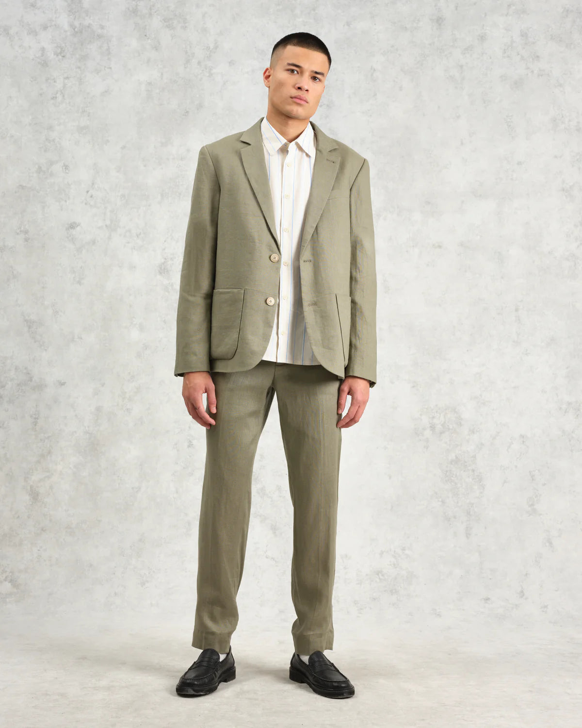 Wax London Alp Smart Linen Trouser Khaki