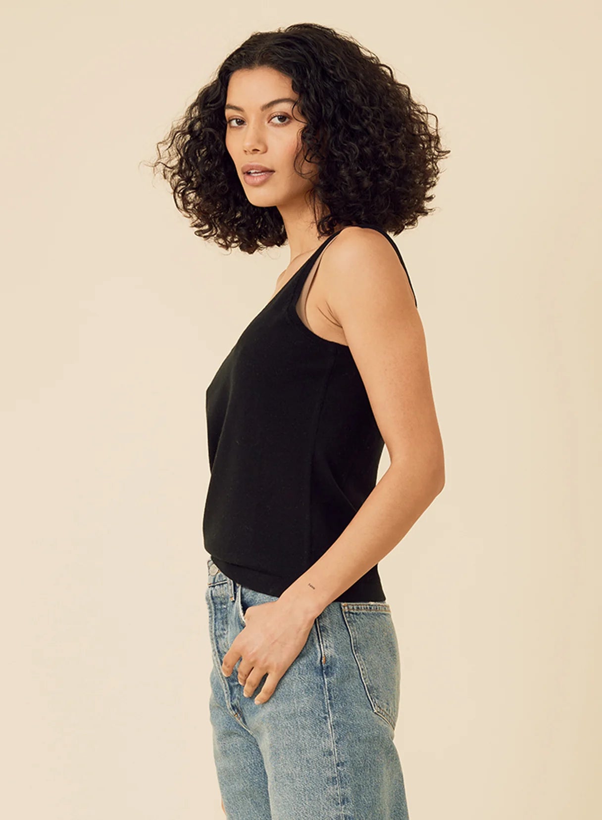 One Grey Day Laguna Merino Tank Black