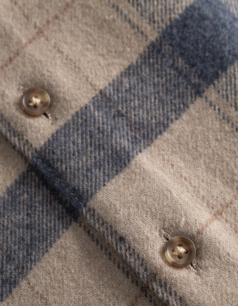 Les Deux Lennon Flannel Check Shirt Desert Taupe/Dark Navy