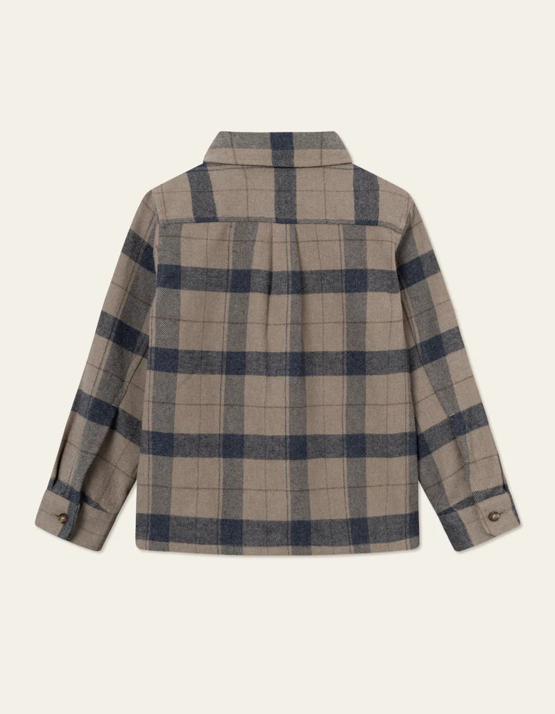 Les Deux Lennon Flannel Check Shirt Desert Taupe/Dark Navy