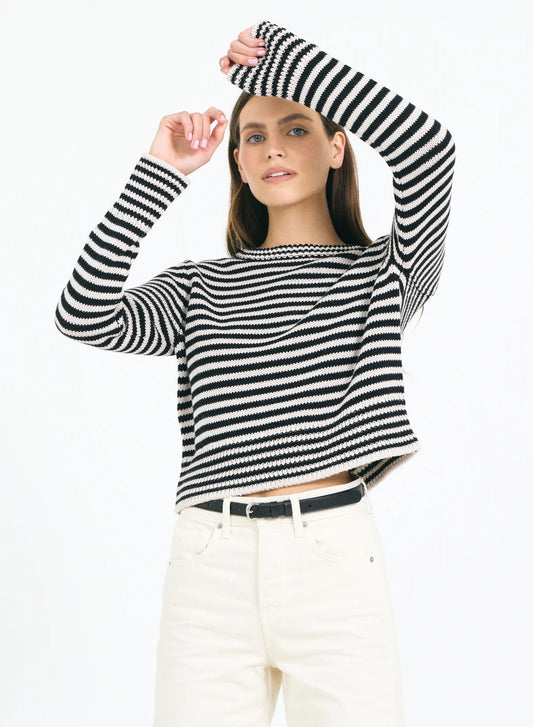 One Grey Day Lewes Stripe Crewneck Canvas Combo