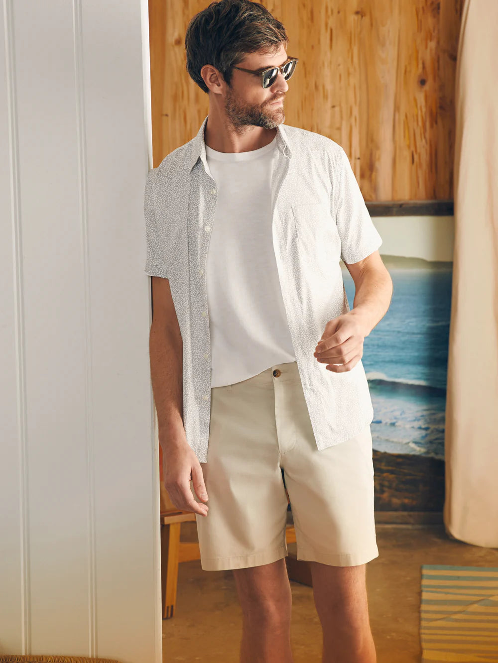 Faherty Movement Chino Short 8" Light Sand