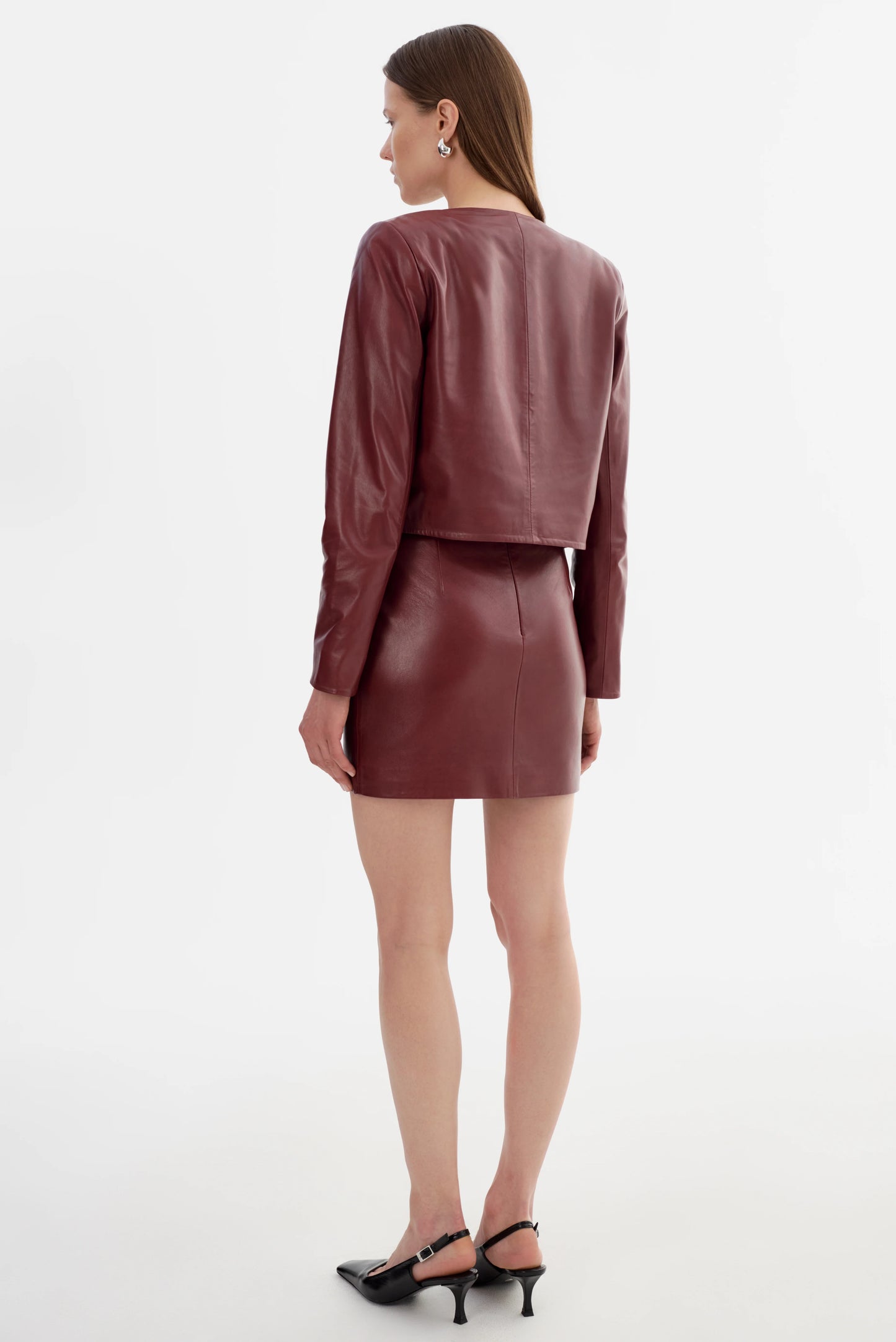Lamarque Linette Leather Jacket Burgundy