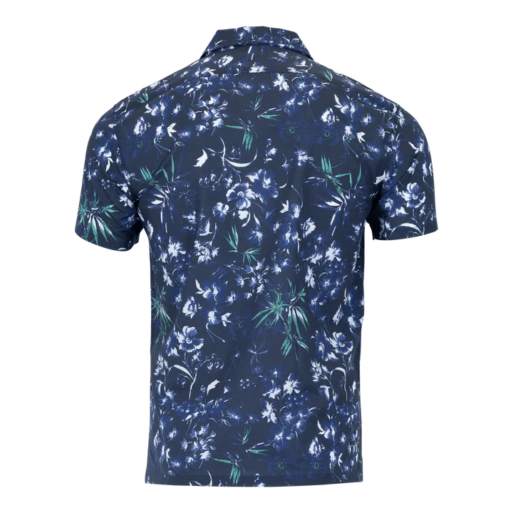 Greyson Dark Floral Lincoln Camp Shirt Maltese Blue