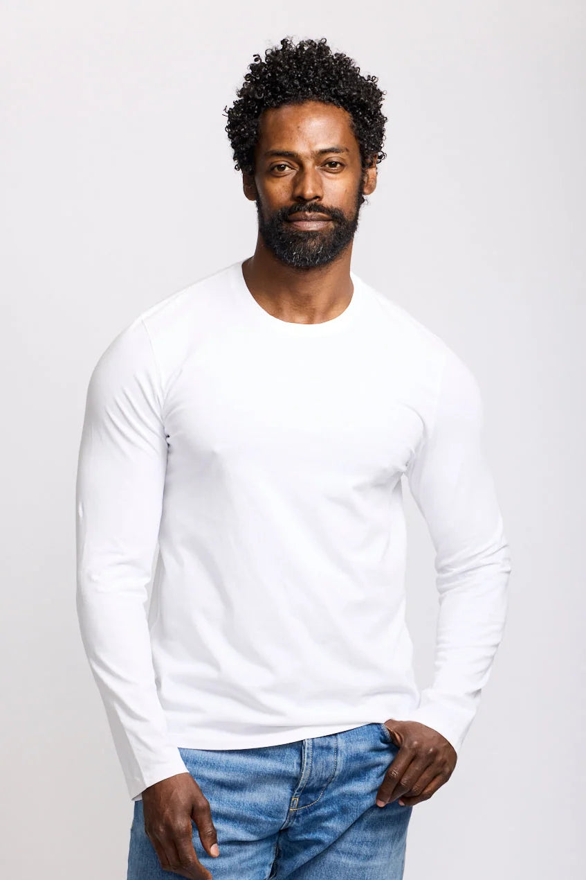 Easy Mondays LS Crew Neck T Shirt White