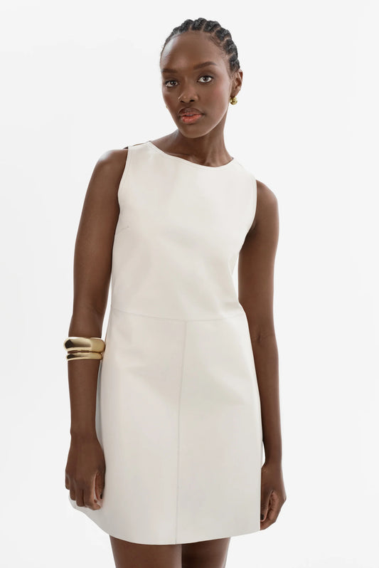 Lamarque  Reversible Leather Dress Winter White/Gold