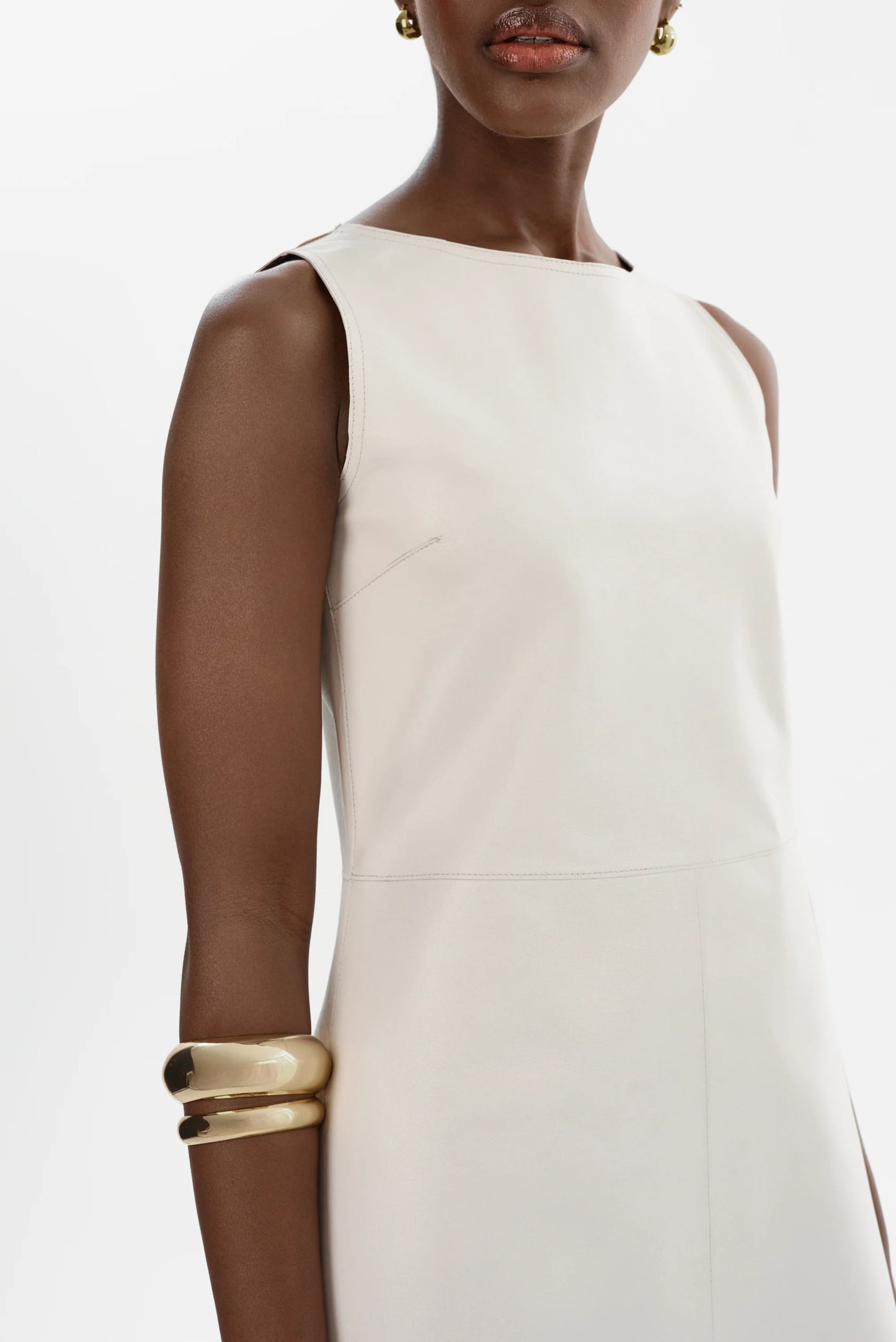 Lamarque  Reversible Leather Dress Winter White/Gold