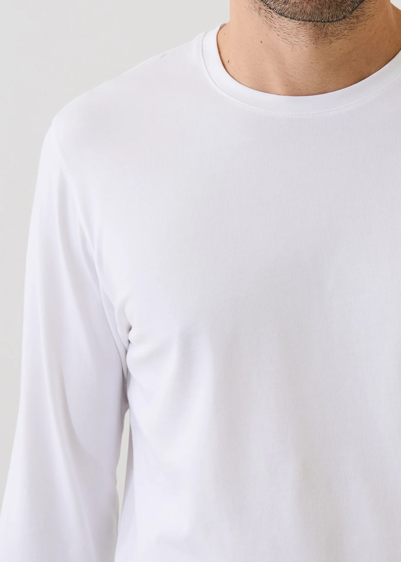 Patrick Assaraf LS Iconic Crew Tee White