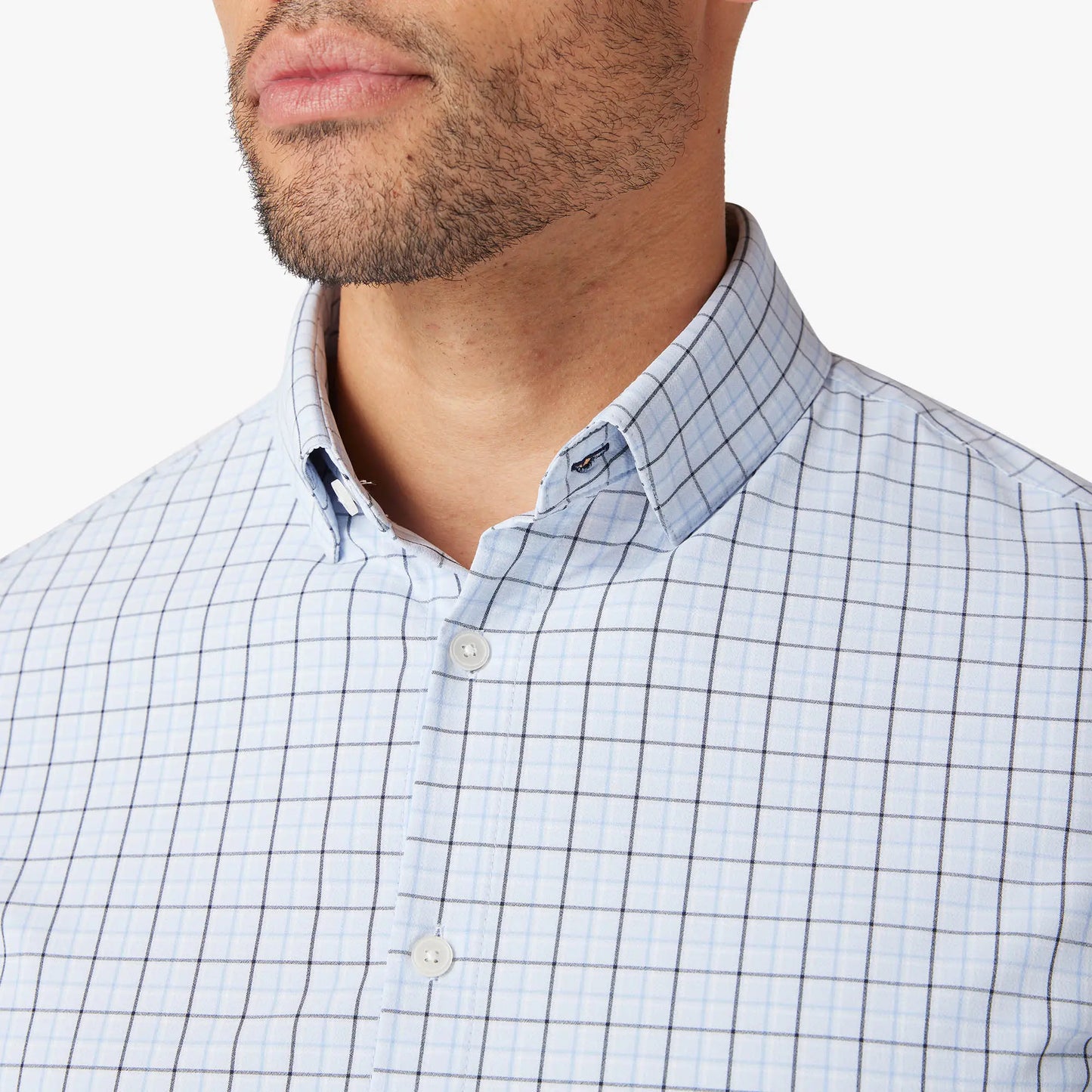 Mizzen + Main Leeward LS Dress Shirt Sky Ludlow Plaid