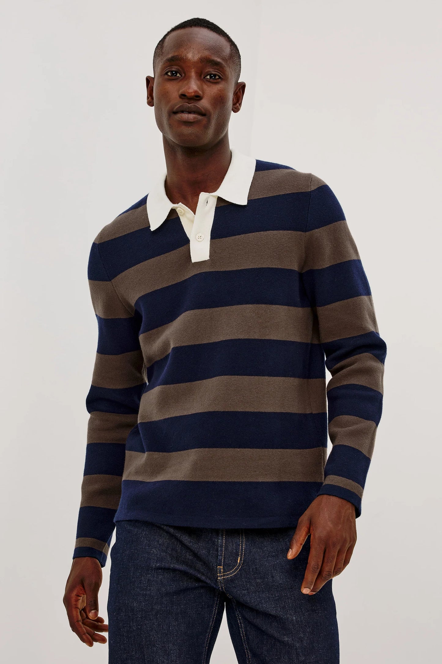 Rails Luther Rugby Navy/Carob Stripe
