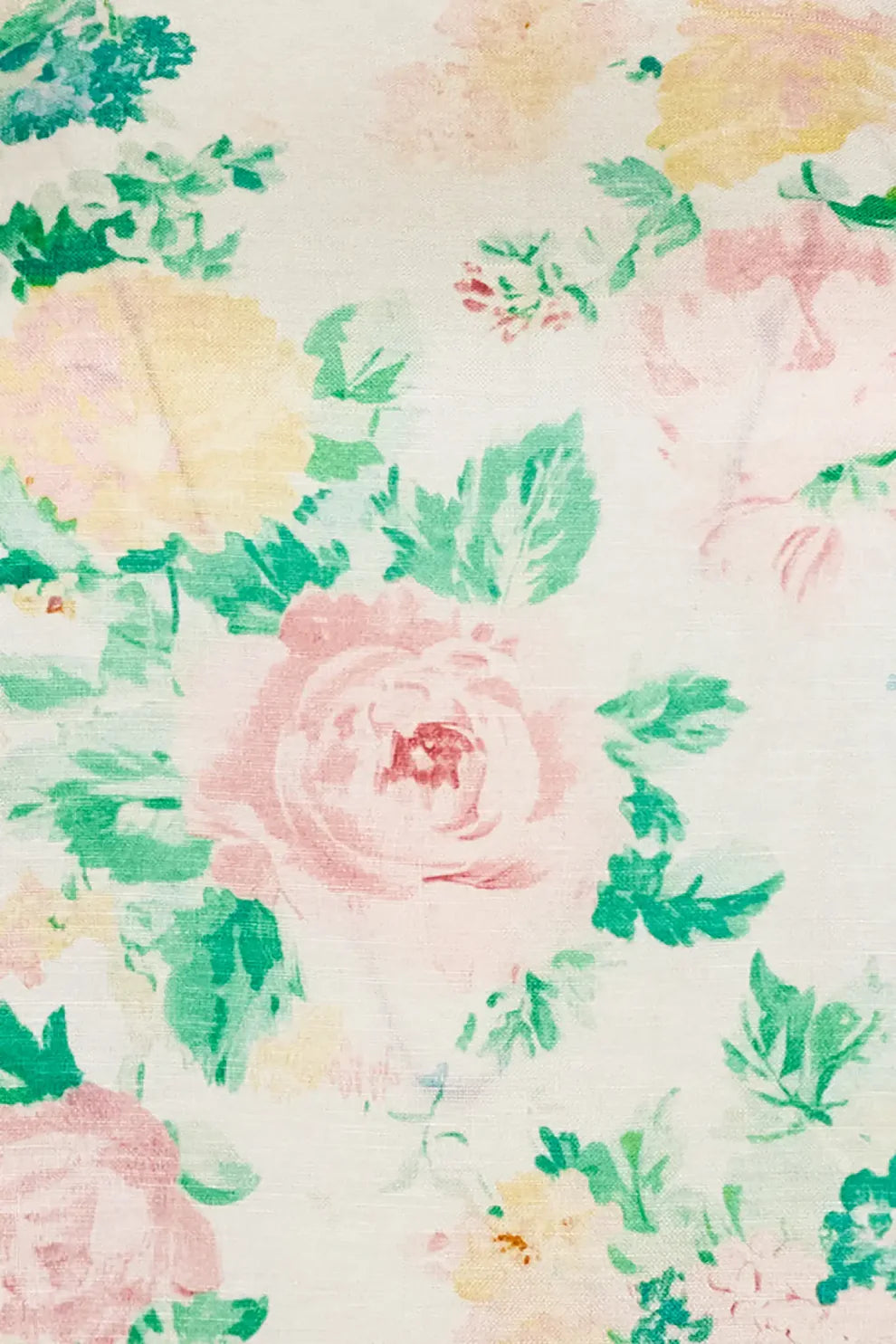 Hunter Bell Manning floral top featuring soft watercolor peony and rose print on light fabric background.