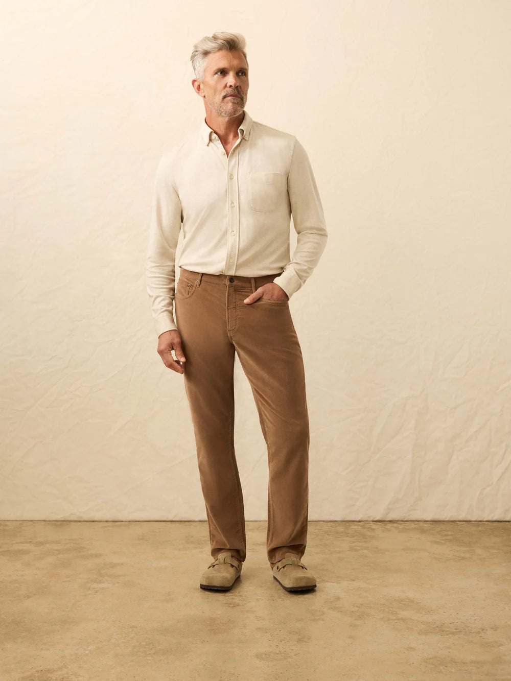 Faherty Stetch Terry Corduroy 5 Pocket Maple Brown