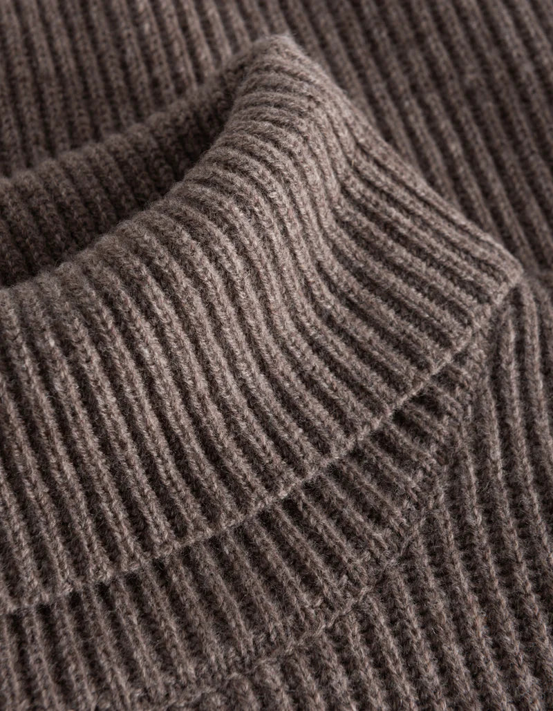 Les Deux Eddie Wool Rib Rollneck Knit Mountain Grey Melange