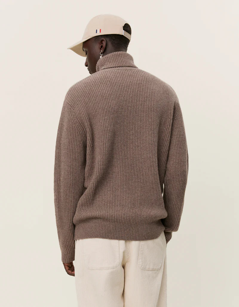 Les Deux Eddie Wool Rib Rollneck Knit Mountain Grey Melange